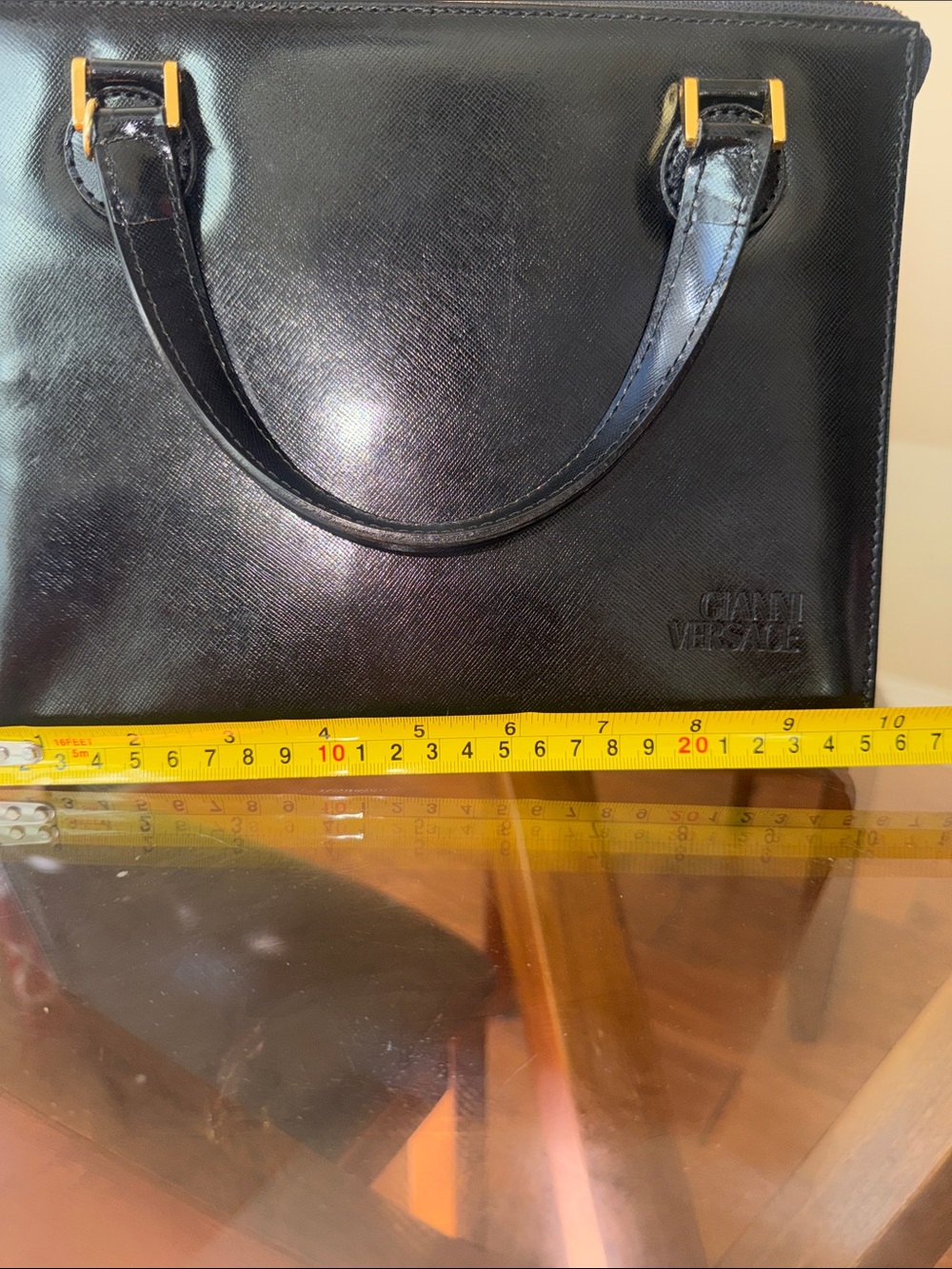 Versace Black Leather Satchel with Gold Medallion Hardware - Picture 4 of 5